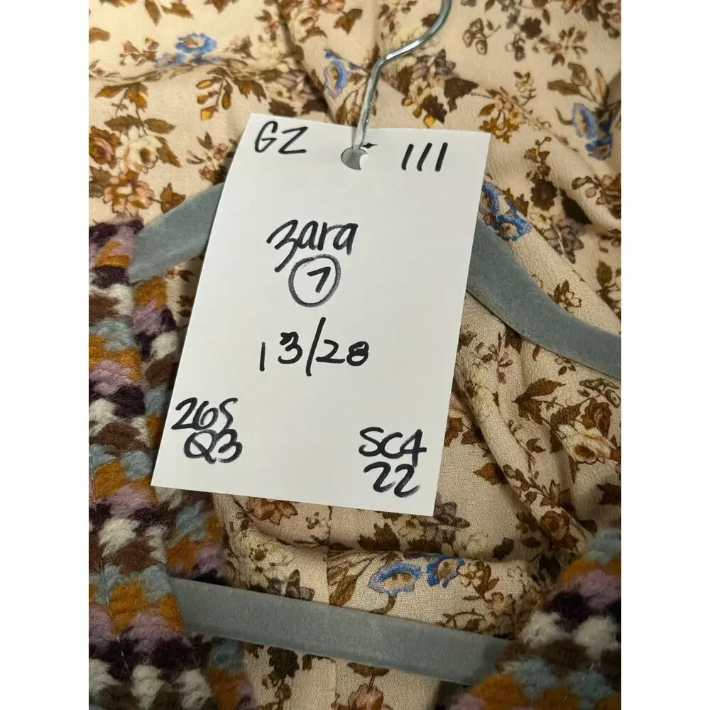 Zara Dress Girls Size 7 Cottage Core Sweater Bodice Brown Floral